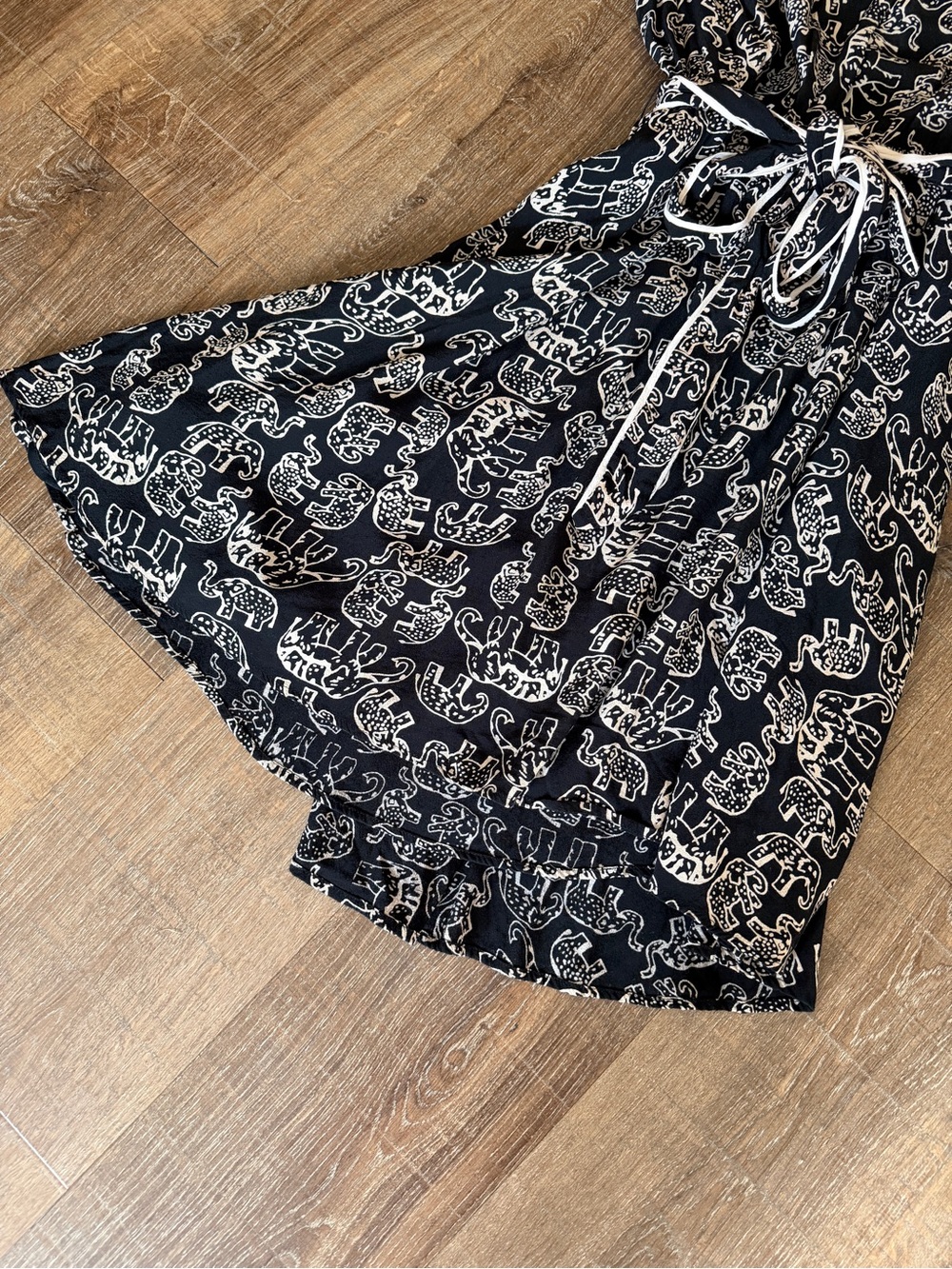 Maeve Elephant Black Printed Short-Sleeve Belted Dress - Picture 8 of 8